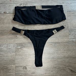 NWT Black/Silver bikini 2 piece set junior S